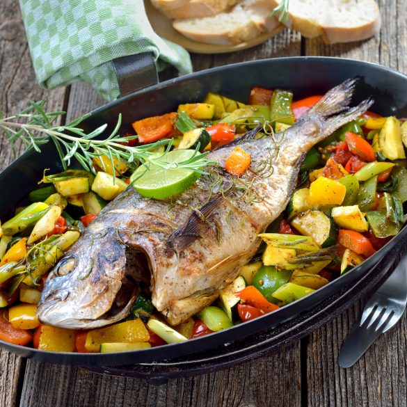 pesce al forno con verdure