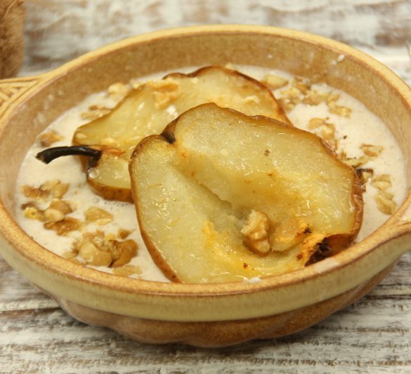 pere al forno con crema di semi di lino