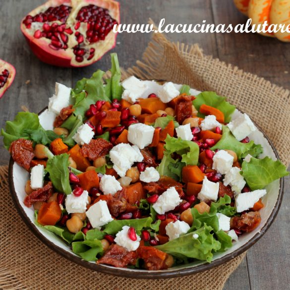 insalata di zucca, ceci e caprino