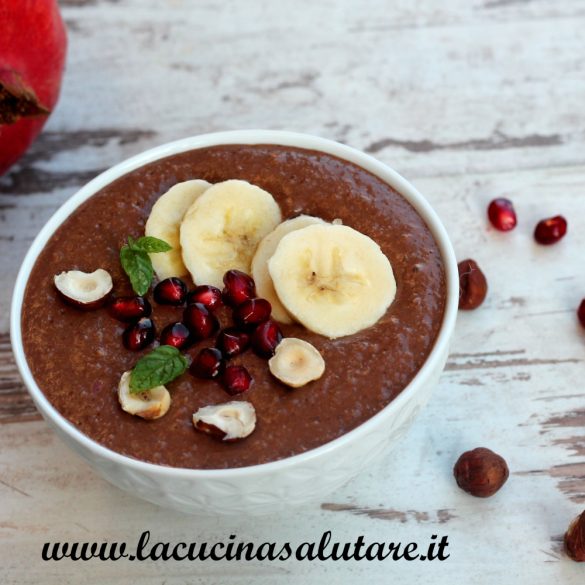 pudding di avena e nocciole porridge di cacao