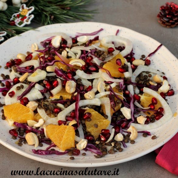 insalata di lenticchie e cavolo rossso