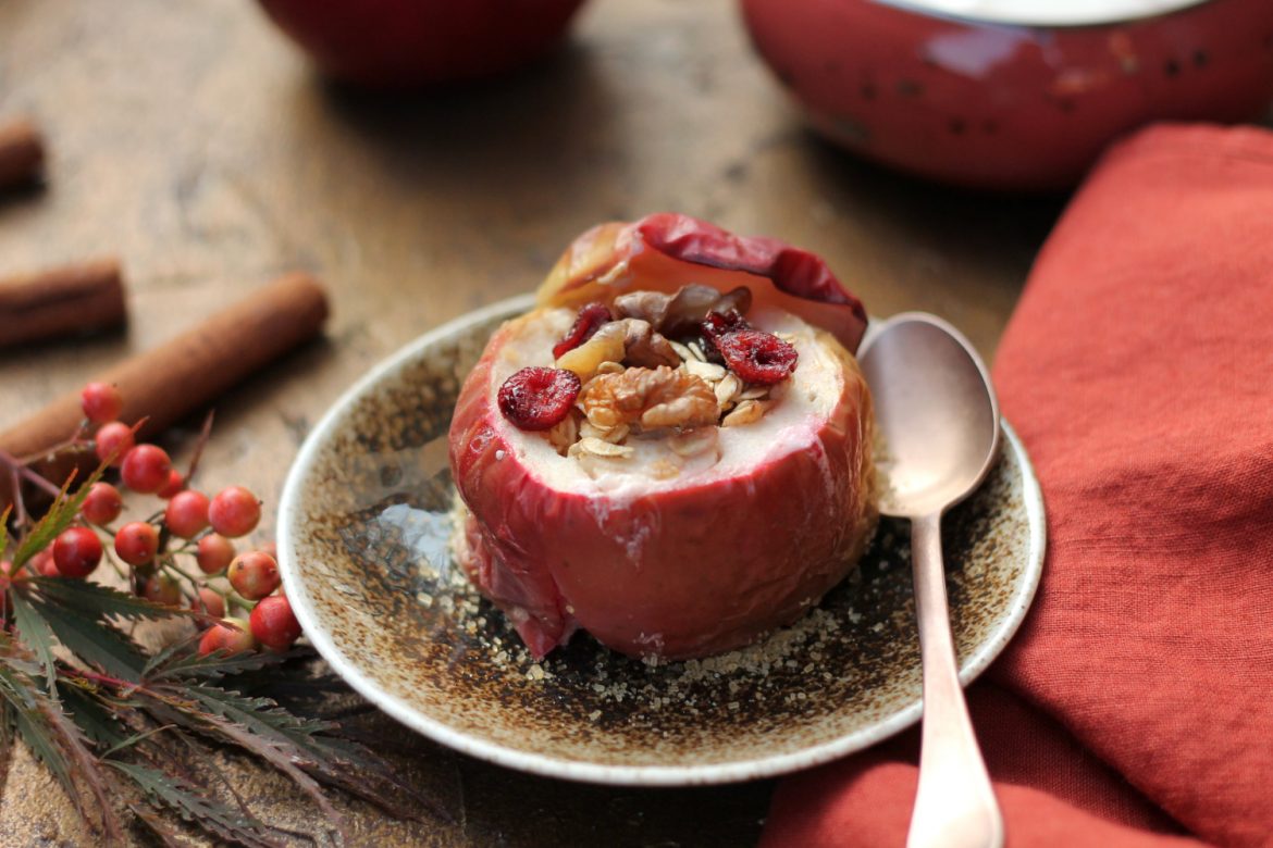 mele al forno con fiocchi d'avena